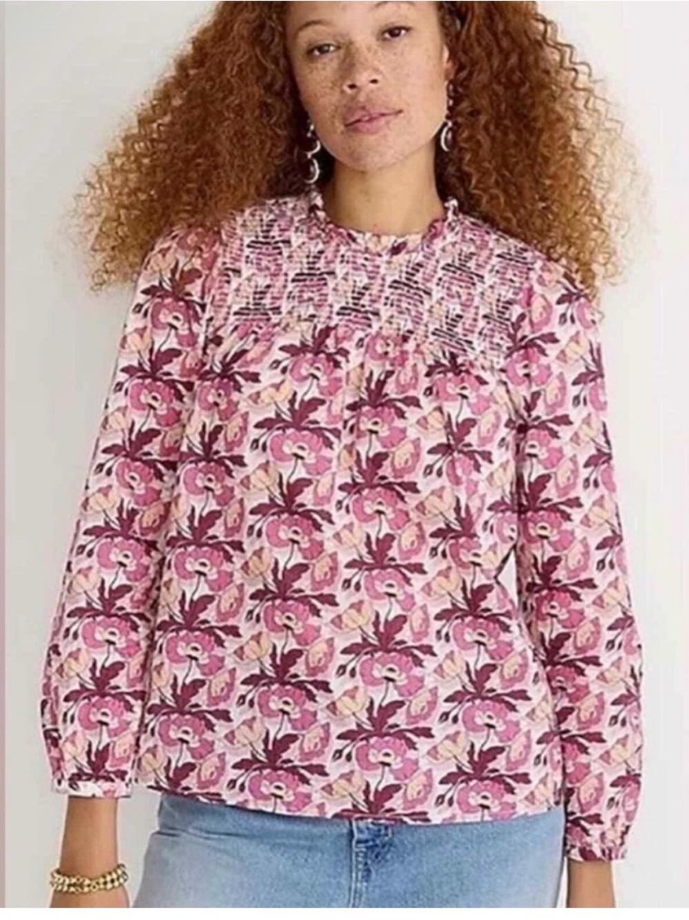 J crew Smocked Button-Back Top In Liberty®
Butterfield Poppy, Size medium